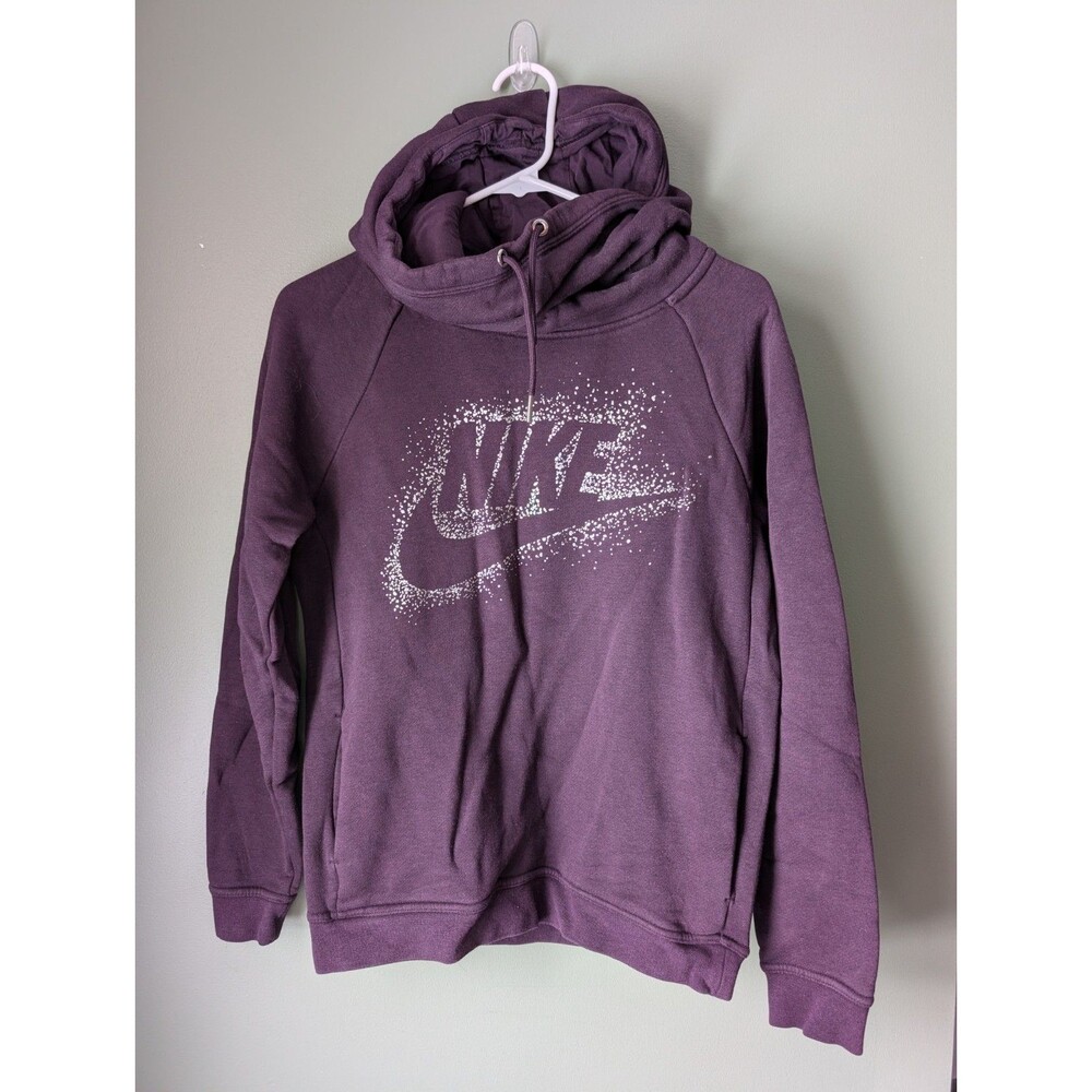 Nike Women’s Funnel Neck Rally Hoodie Purple Metallic Silver Size S Small